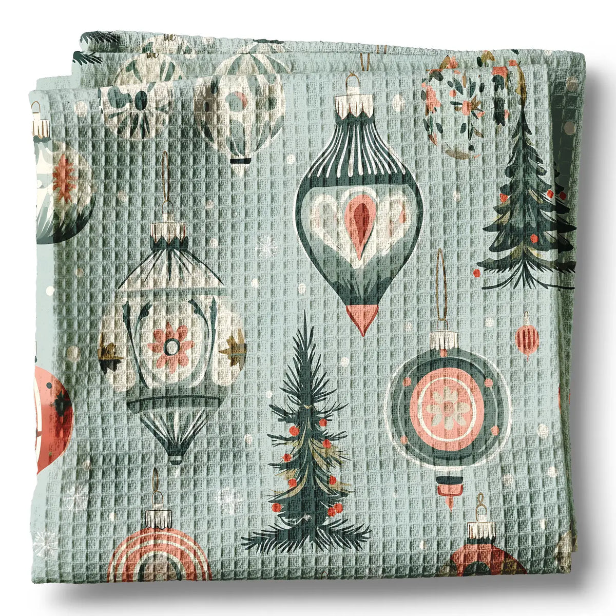Christmas Ornament Floral Tea Towel