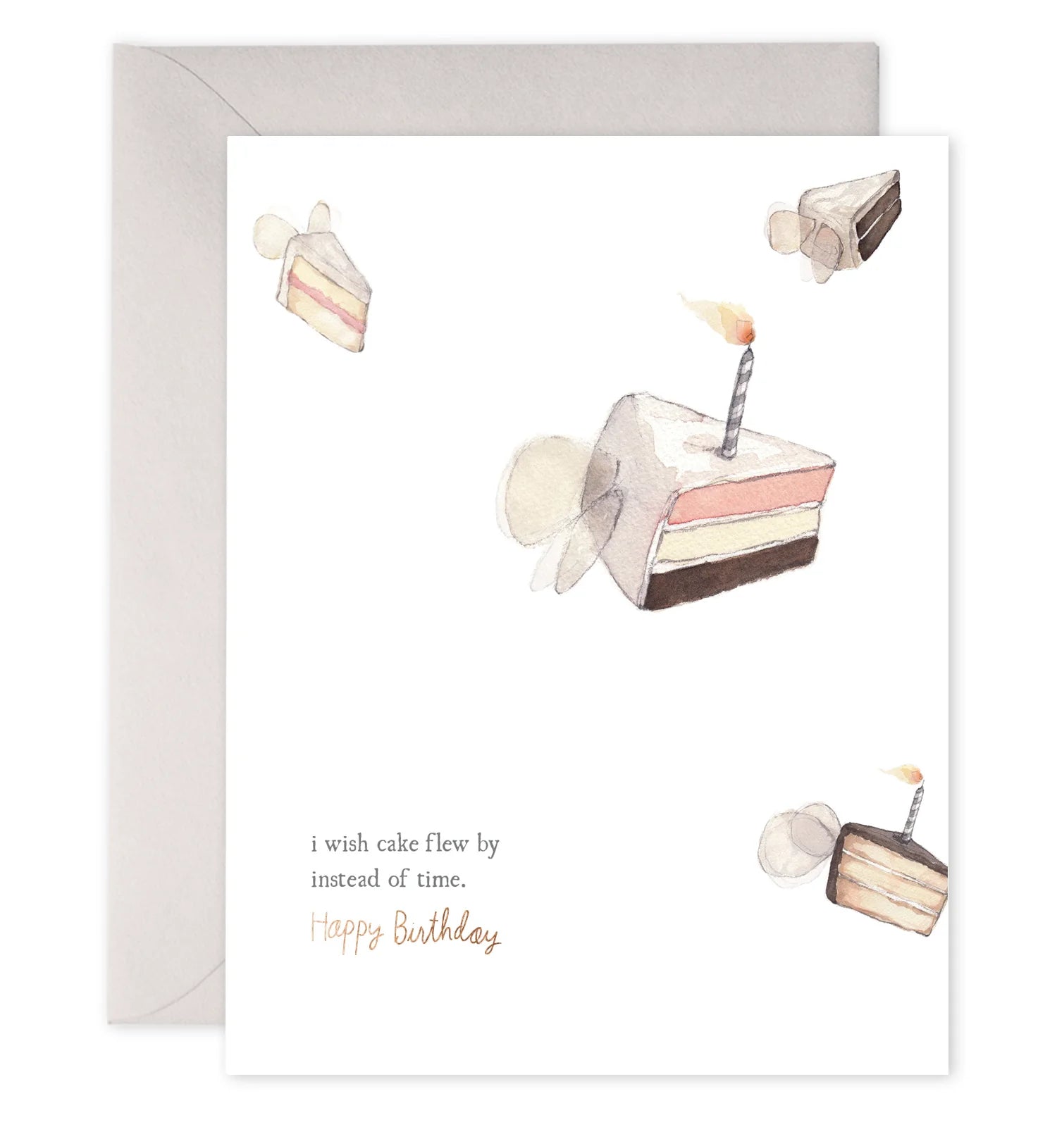 Flying Cake Birthday Card
