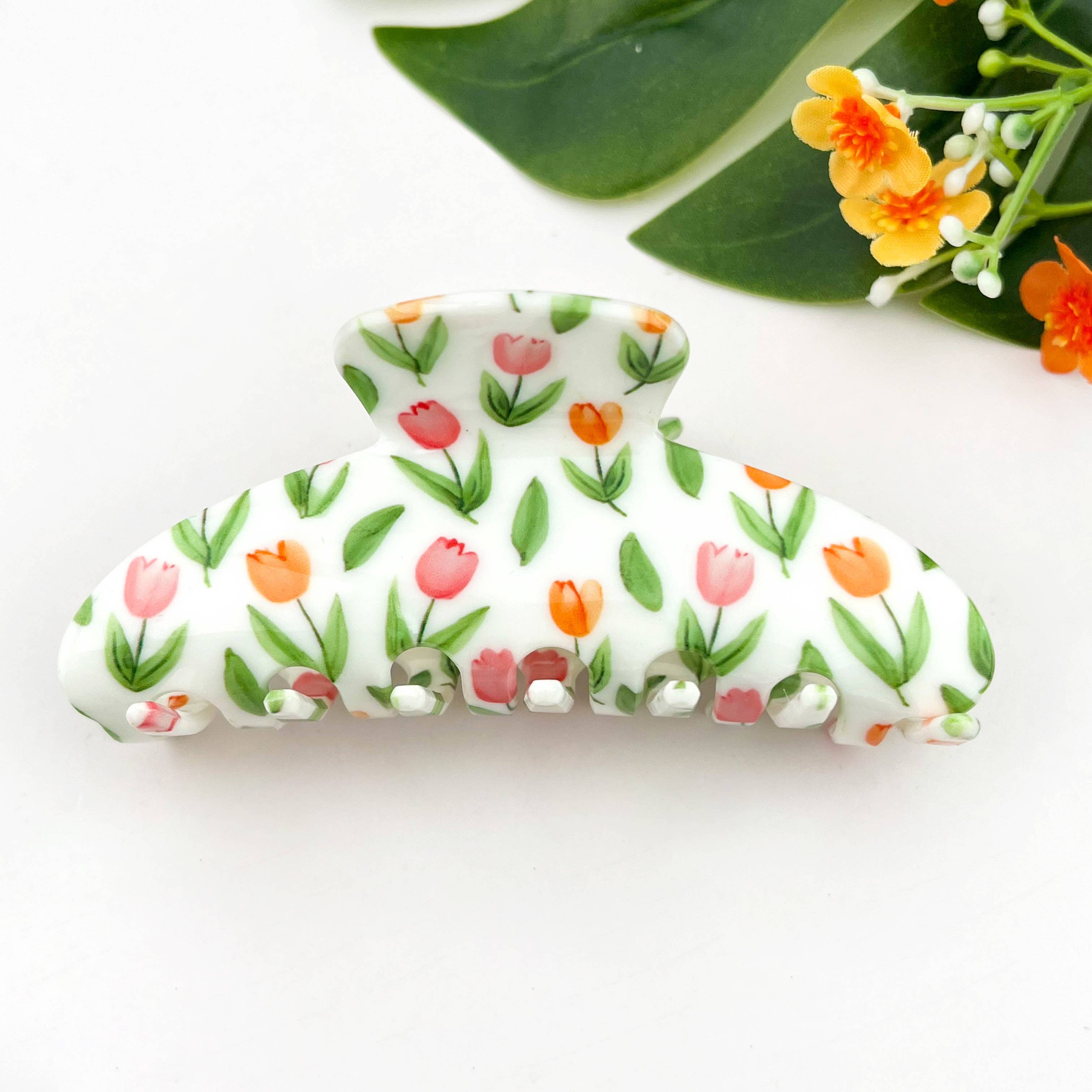 Tulip Oval Hair Claw Clip, Elegant Floral Hair Clip
