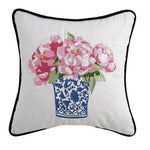 Peking Handicraft Pink Flowers Embroidered Pillows