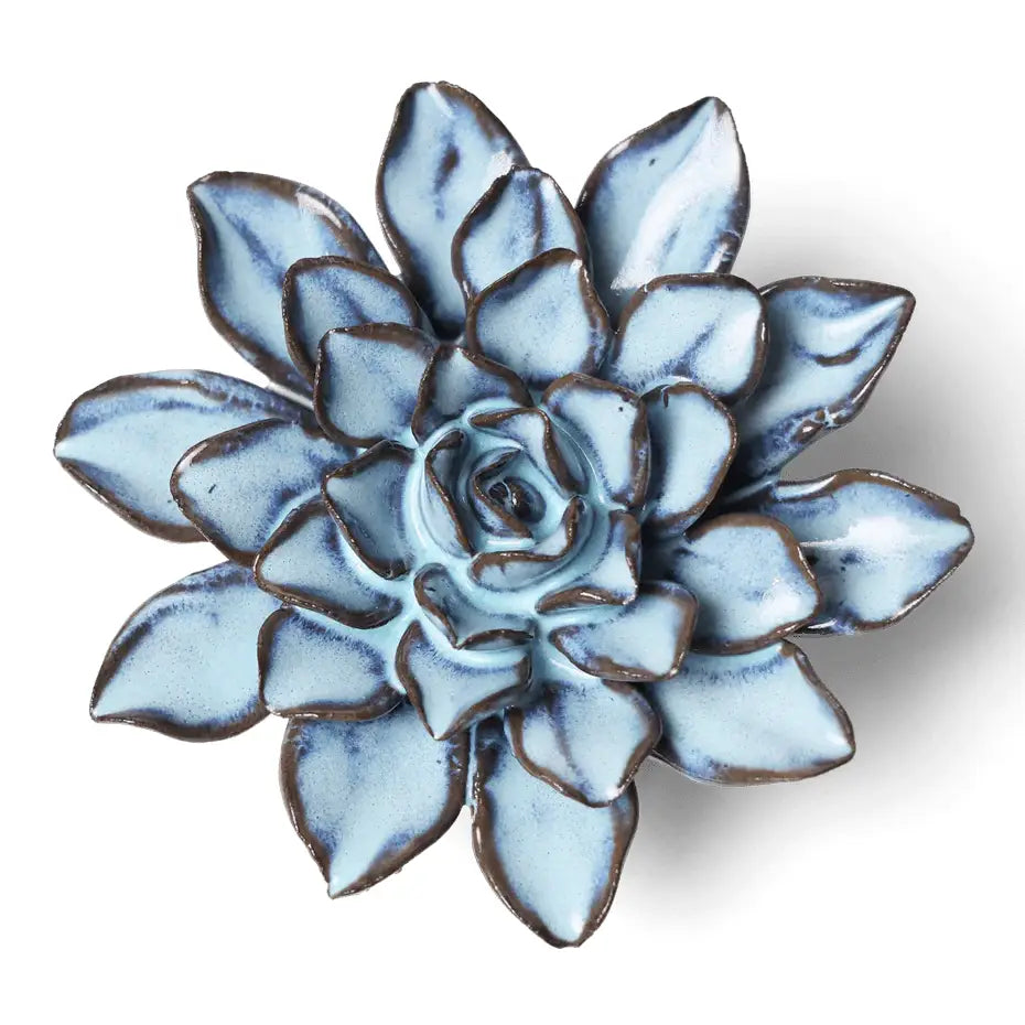 Blue Brown Aster Ceramic Flower