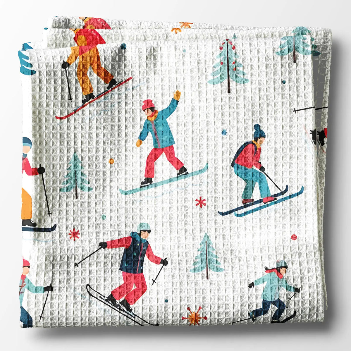 Skiing Kitchen Tea Towel