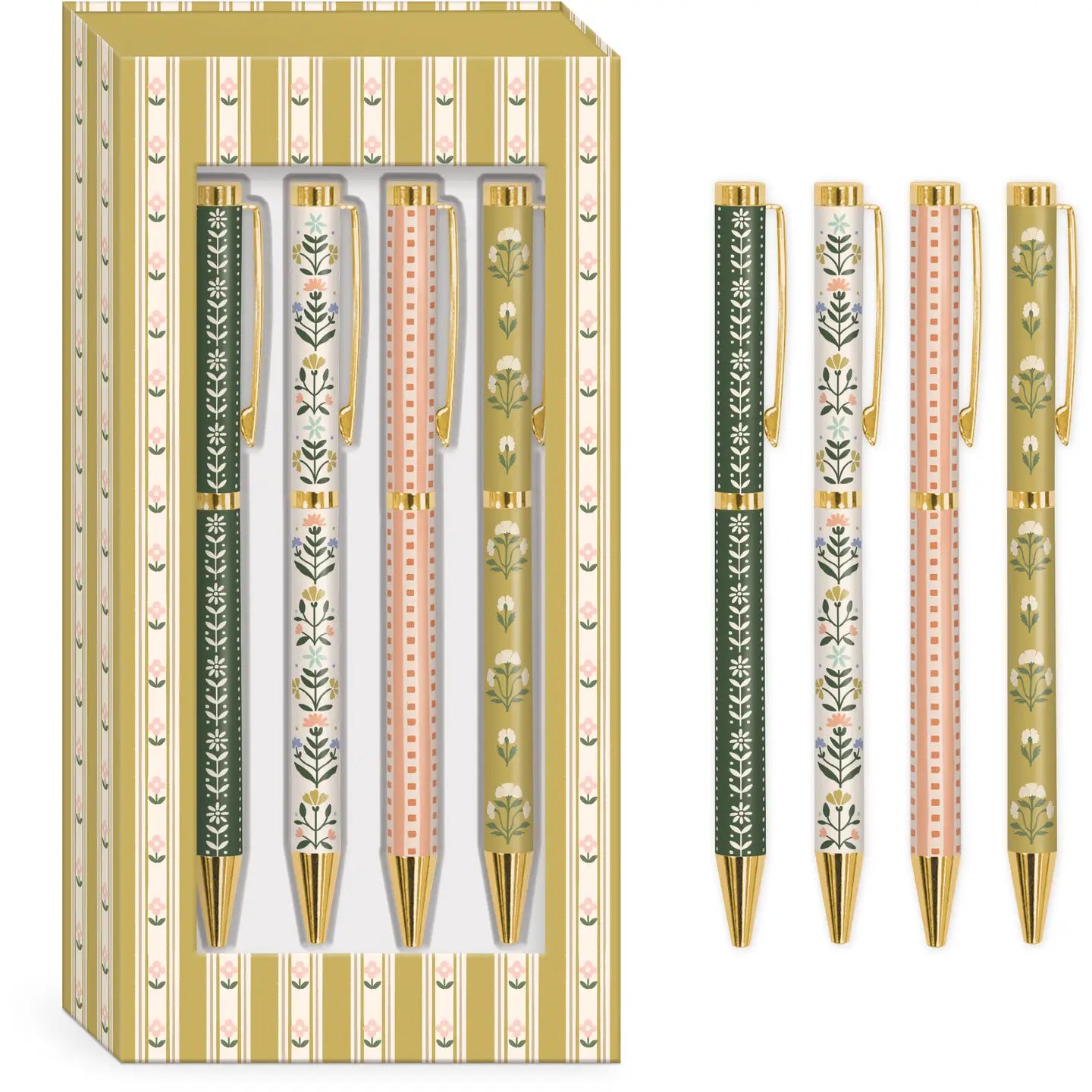 Mustard Striped Boxed Pens