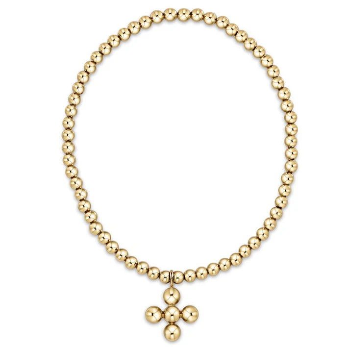 E. Newton Classic Gold 3mm Bracelet 4mm Signature Cross Charm