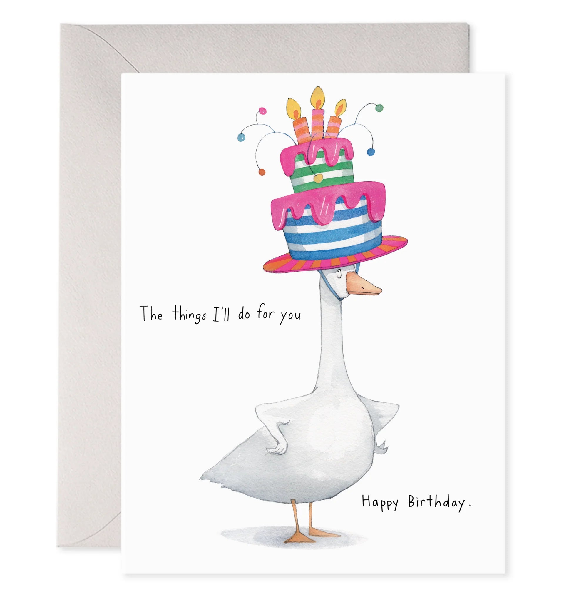 Goose Cake Hat Birthday Card