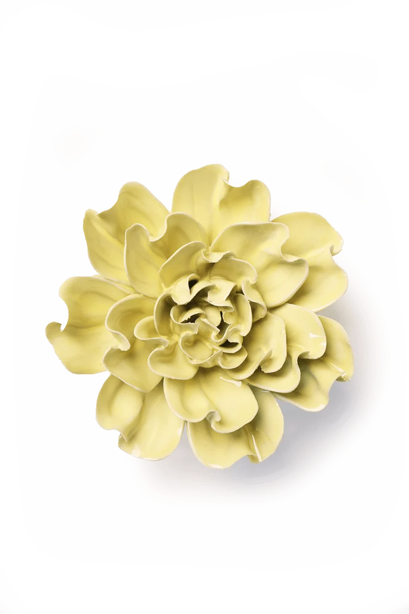Lime Yellow Larkspur Ceramic Flower