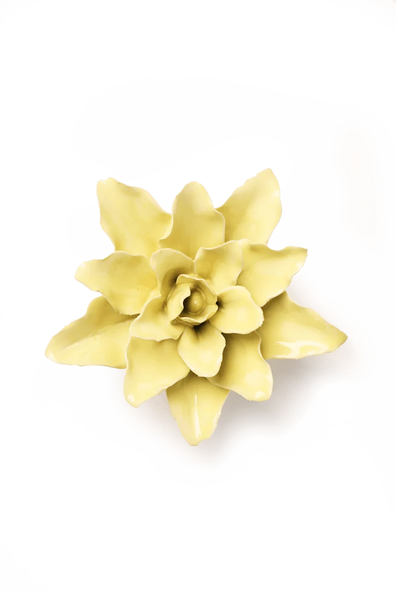Lime Yellow Tiger Lily Ceramic Flower