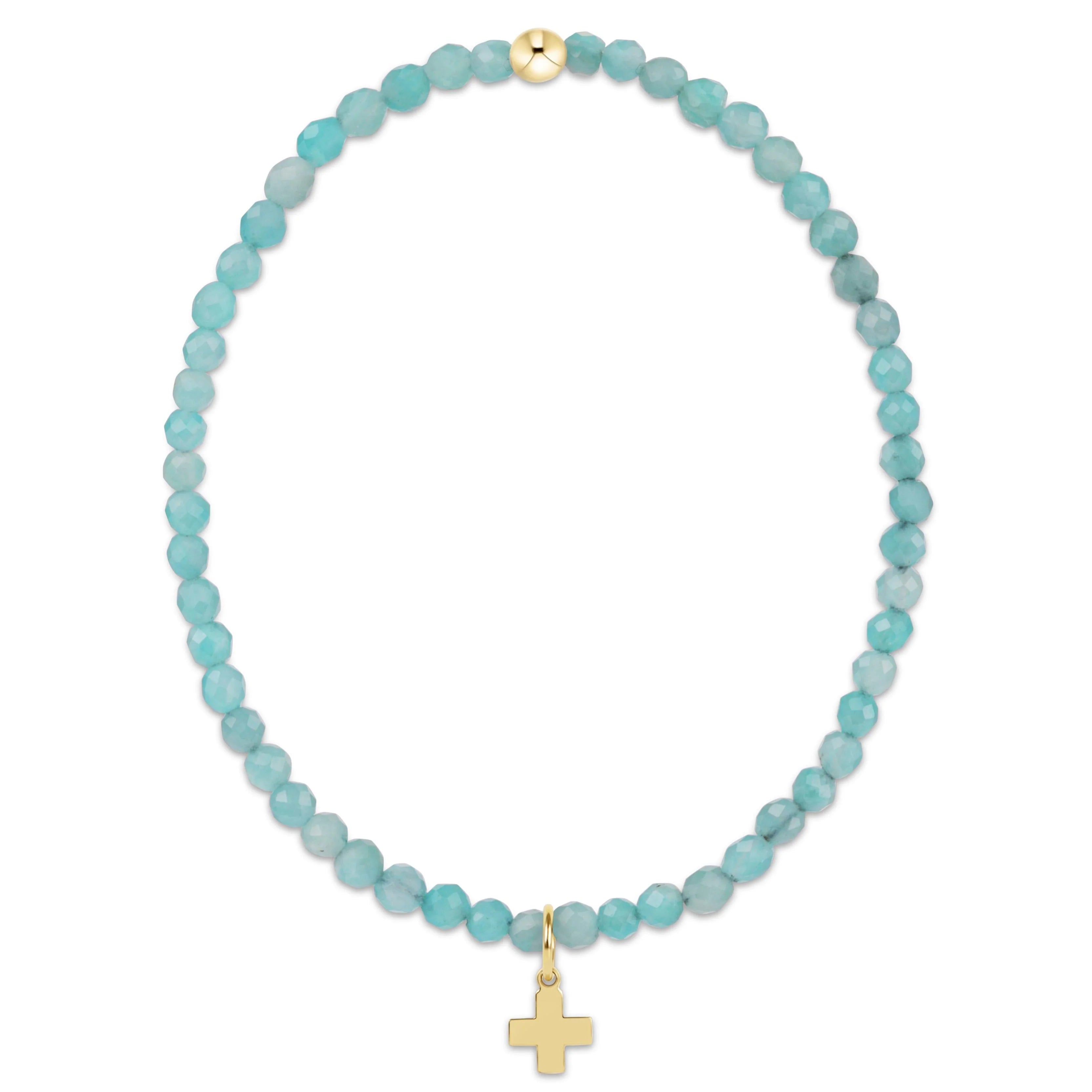 E. Newton 3mm Amazonite Bracelet with Gold Cross Charm