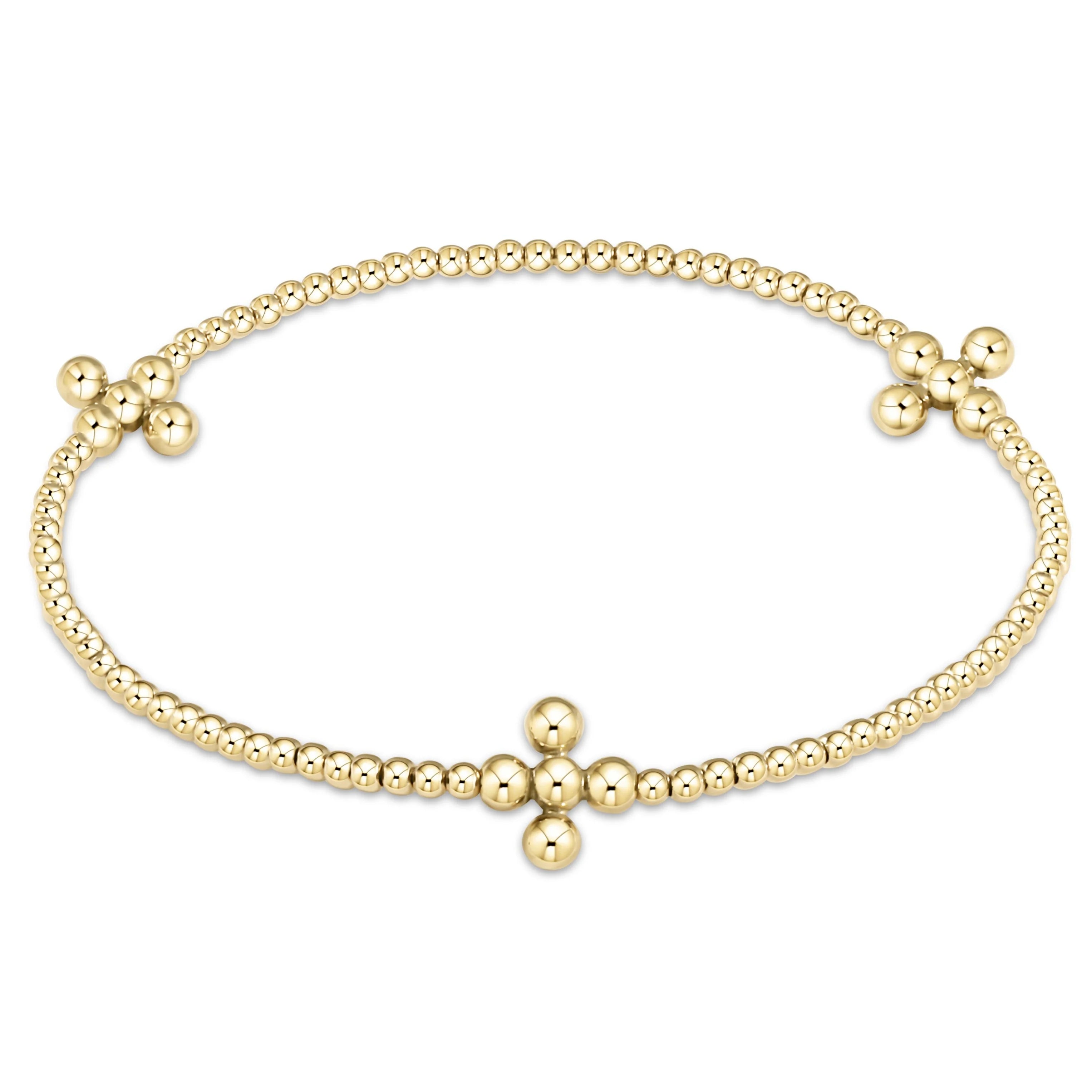 E. Newton Signature 2mm Beaded Bracelet 3mm Cross