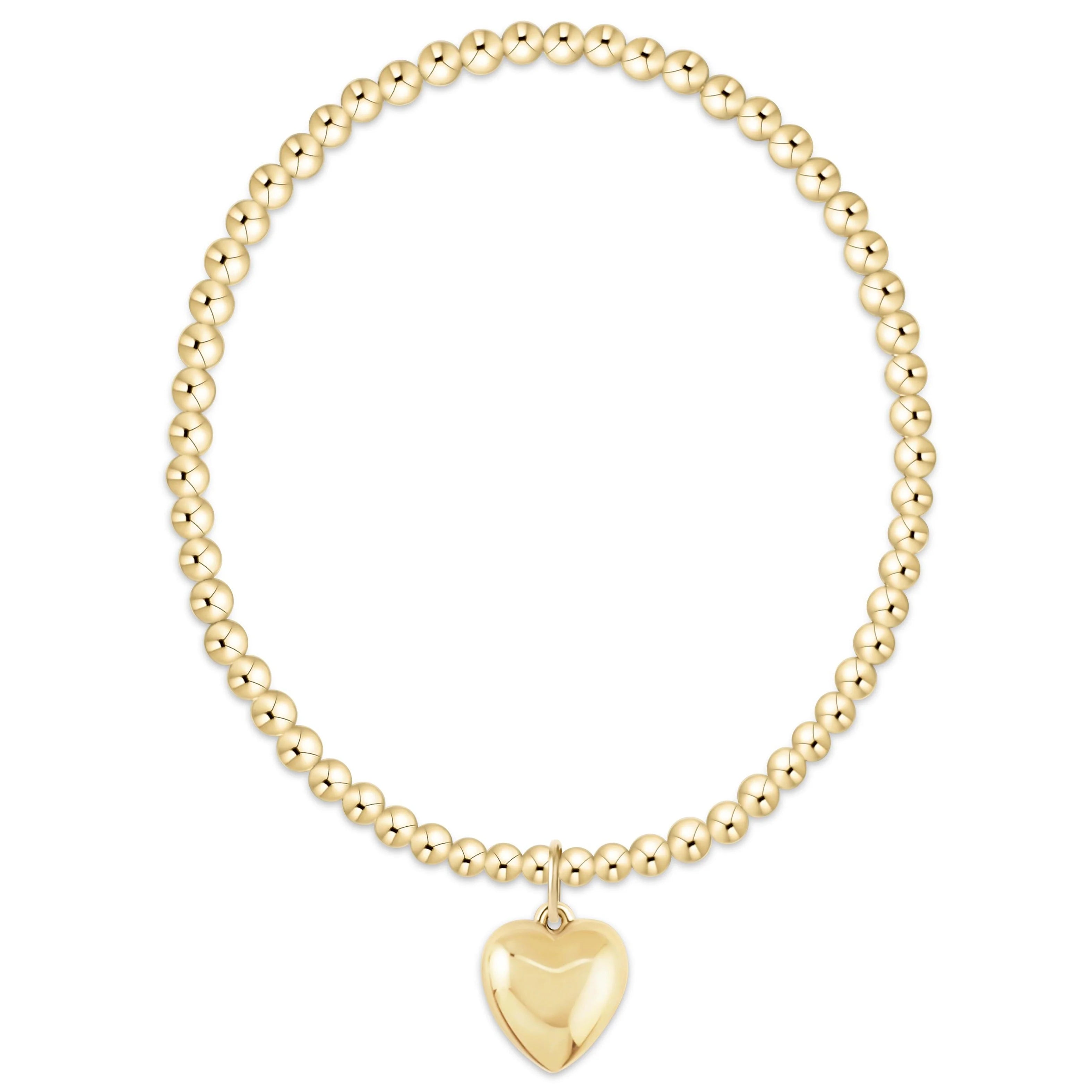 E. Newton Signature Gold 3mm Bracelet Love Plush Gold Charm