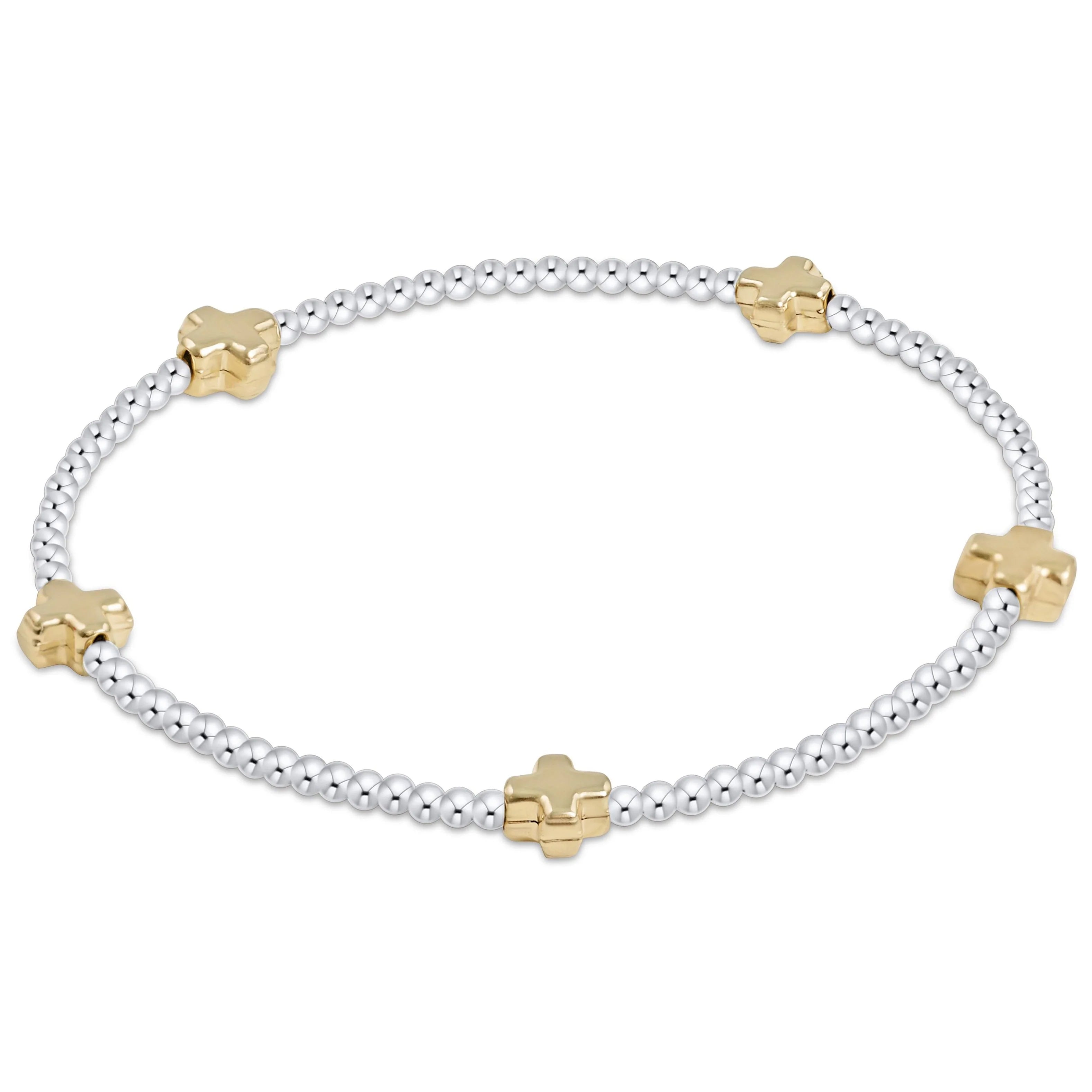 E. Newton Signature 2mm Bracelet with Cross Mixed Metal