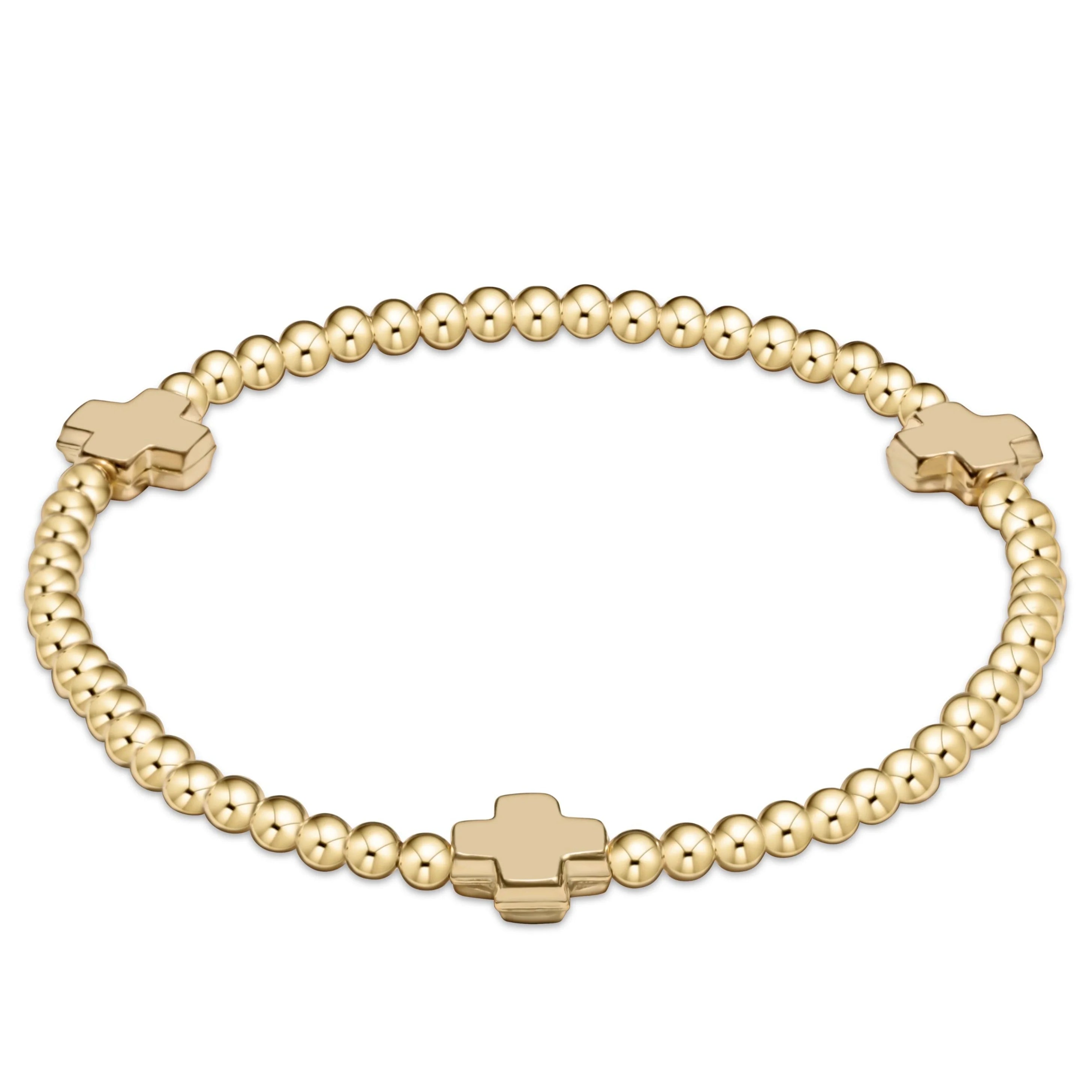 E. Newton Signature Cross 3mm Gold Bracelet