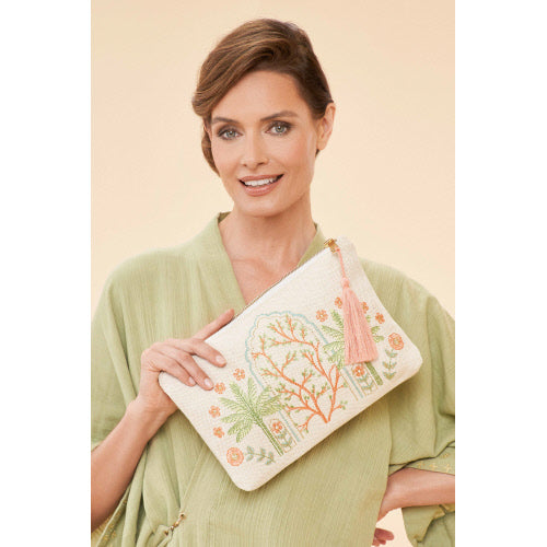 Powder Velvet Zip Pouch