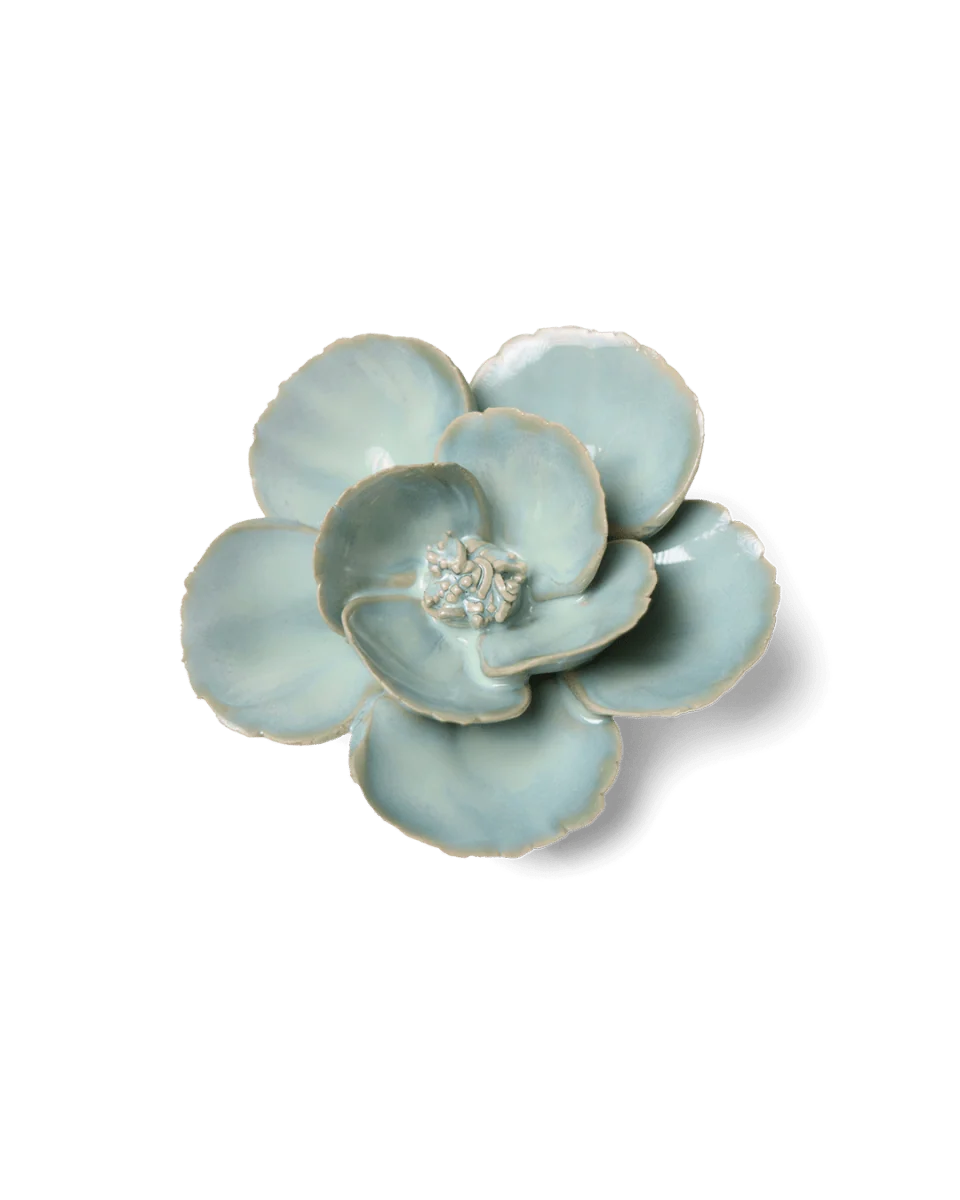 Milk Teal Poppy Ceramic Flower