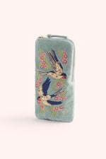 Powder Velvet Embroidered Glasses Case