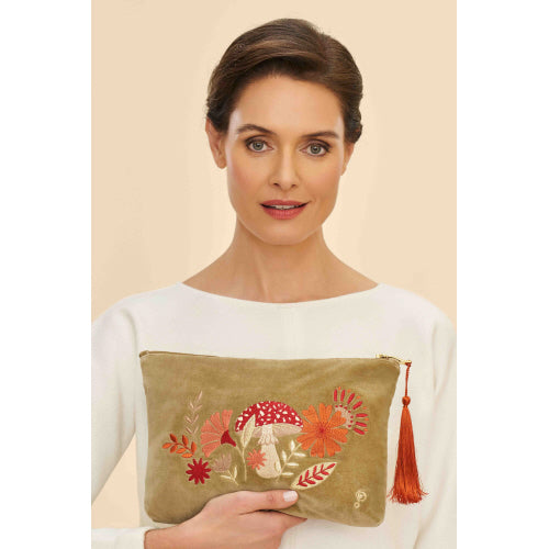 Powder Velvet Zip Pouch