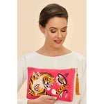 Powder Velvet Zip Pouch
