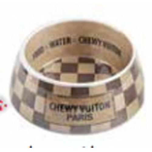 Haute Diggity Dog Checker Chewy Vuiton Bowl